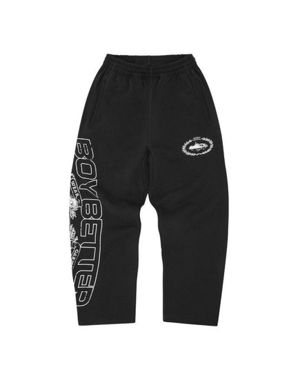 Corteiz x BBK Royale Open Hem Sweatpants Black